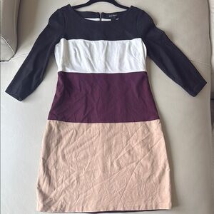 Colorblock Dress with Black, White, and Tan